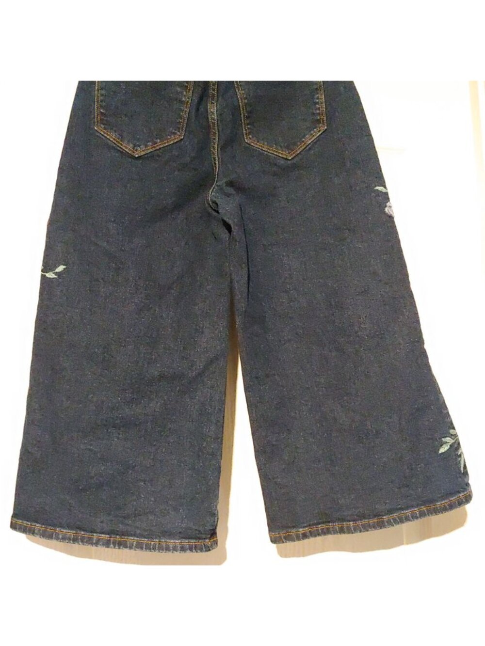 Driftwood Amie Wideleg Culotte Crop Embroidered Denim Jeans Cottage Boho Y2k 26 - Picture 10 of 10